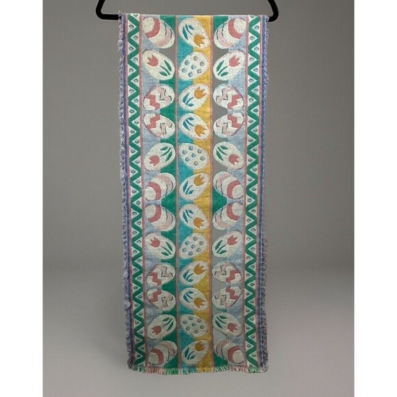 Easter Egg Spring Tapestry Table Runner 16in x 66in With Fringe - Picture 1 of 5